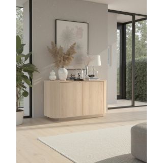 Buffet 130 cm MARIUS avec 2 portes en décor chêne clair