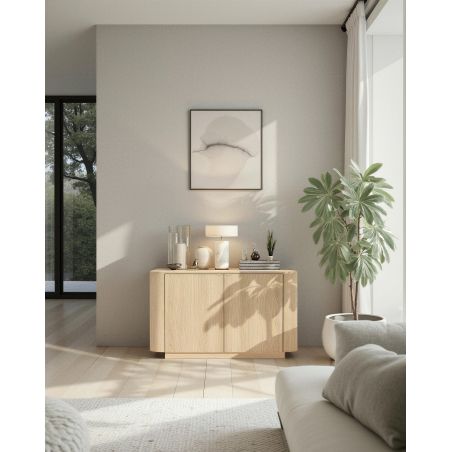 Buffet 130 cm MARIUS avec 2 portes en décor chêne clair