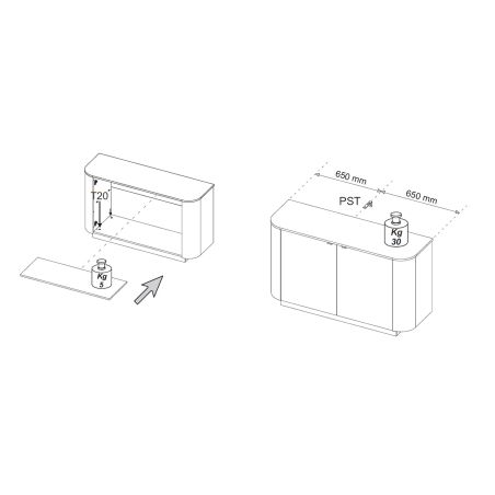 Buffet 130 cm MARIUS avec 2 portes en décor chêne clair