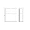 Armoire 180 cm KLAUS en blanc brillant avec 2 portes coulissantes dont 1 porte miroir 