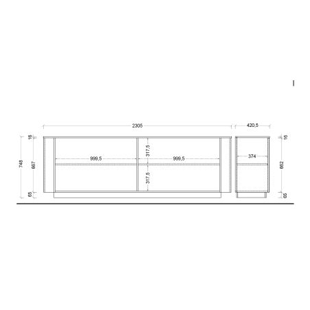 Buffet 230 cm MARIUS avec 4 portes en décor chêne clair