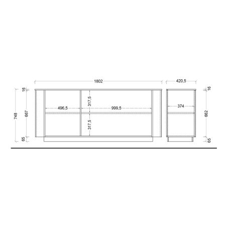 Buffet 180 cm MARIUS avec 3 portes en décor chêne clair