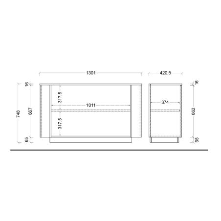 Buffet 130 cm MARIUS avec 2 portes en décor chêne clair