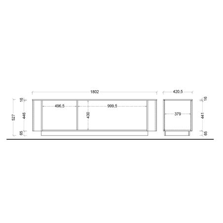 Meuble TV 180 cm MARIUS avec 3 portes en décor chêne clair