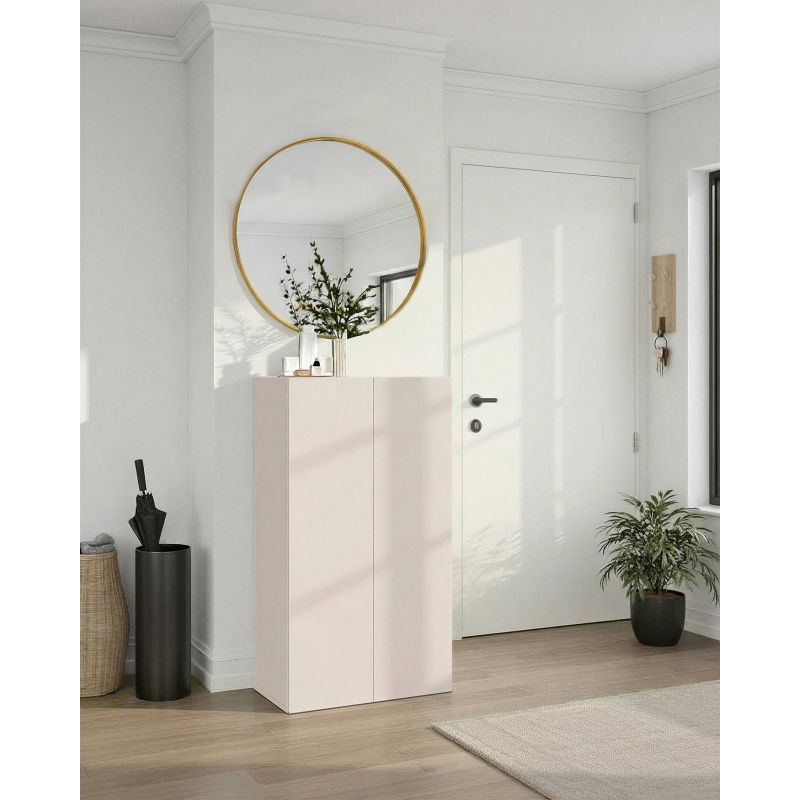 Armoire a chaussures 2 portes HOLDEN en cachemire/mercure - hauteur 114 cm