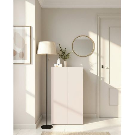 Armoire a chaussures 2 portes HOLDEN en cachemire/mercure - hauteur 114 cm