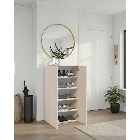 Armoire a chaussures 2 portes HOLDEN en cachemire/mercure - hauteur 114 cm