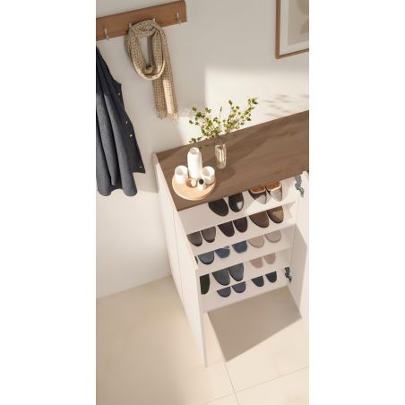 Armoire a chaussures 2 portes HOLDEN en cachemire/mercure - hauteur 114 cm