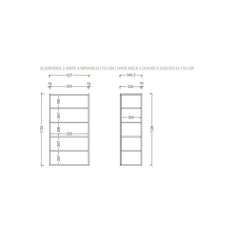 Armoire a chaussures 2 portes HOLDEN en cachemire/mercure - hauteur 114 cm