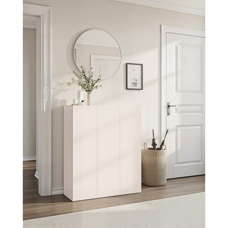 Armoire a chaussures 3 portes HOLDEN en cachemire/mercure - hauteur 114 cm