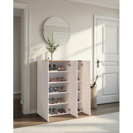 Armoire a chaussures 3 portes HOLDEN en cachemire/mercure - hauteur 114 cm