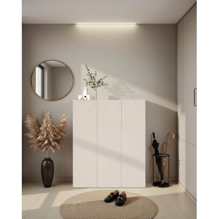 Armoire a chaussures 3 portes HOLDEN en cachemire/mercure - hauteur 114 cm