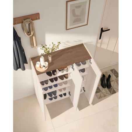 Armoire a chaussures 3 portes HOLDEN en cachemire/mercure - hauteur 114 cm