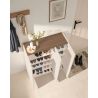 Armoire a chaussures 3 portes HOLDEN en cachemire/mercure - hauteur 114 cm