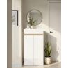Armoire a chaussures HOLDEN avec 2 portes/1 tiroir en blanc/chêne Lindberg - hauteur 114 cm