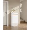 Armoire a chaussures HOLDEN avec 2 portes/1 tiroir en blanc/chêne Lindberg - hauteur 114 cm