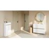 Armoire a chaussures HOLDEN avec 2 portes/1 tiroir en blanc/chêne Lindberg - hauteur 114 cm