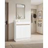 Armoire a chaussures HOLDEN avec 3 portes/1 tiroir en blanc/chêne Lindberg - hauteur 114 cm