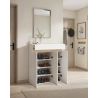 Armoire a chaussures HOLDEN avec 3 portes/1 tiroir en blanc/chêne Lindberg - hauteur 114 cm