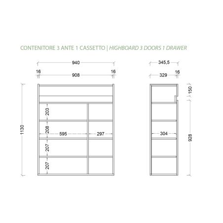 Armoire a chaussures HOLDEN avec 3 portes/1 tiroir en blanc/chêne Lindberg - hauteur 114 cm