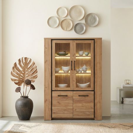 Vitrine ANTONIO de style moderne en décor chêne français