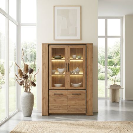 Vitrine ANTONIO de style moderne en décor chêne français