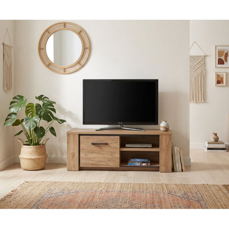 Meuble TV 145 cm ANTONIO en décor chêne français