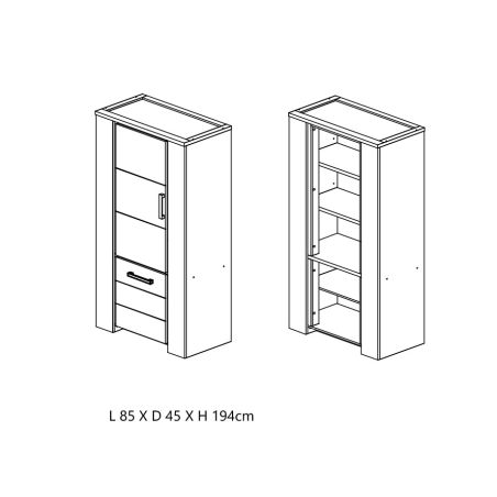 Colonne de rangement 85 cm ANTONIO en décor chêne français