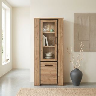 Colonne vitrée 85 cm ANTONIO en décor chêne français