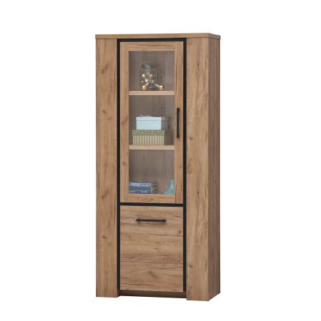 Colonne vitrée 85 cm ANTONIO en décor chêne français