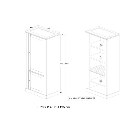 Colonne 73 cm CALINE avec 2 porte pleines