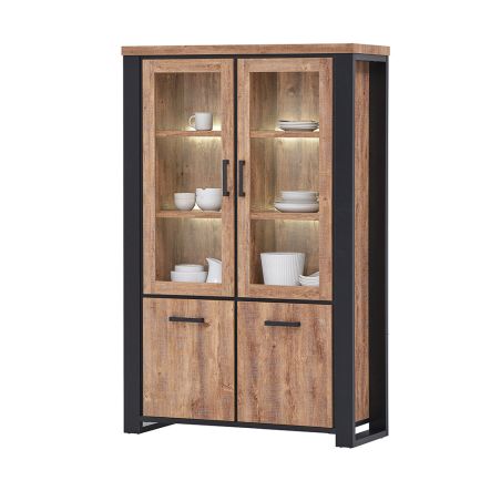 Salle à manger complète SORELLA avec vitrine de style industriel