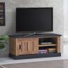 Meuble TV ELIOTT de style industriel avec 1 porte coulissante et 2 niches