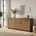 Buffet 210 cm DIEGO de style industriel avec 4 portes et 1 tiroir