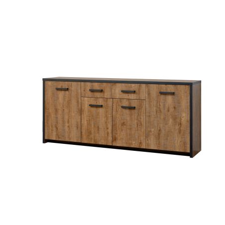 Buffet 210 cm DIEGO de style industriel avec 4 portes et 1 tiroir