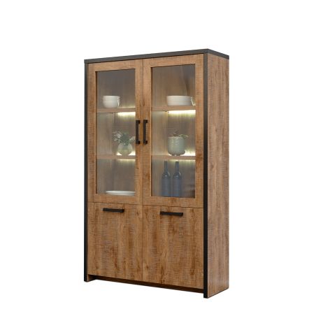 Vitrine DIEGO de style industriel avec 4 portes