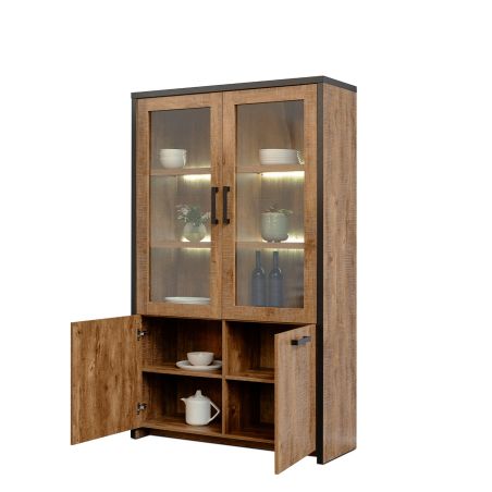 Vitrine DIEGO de style industriel avec 4 portes