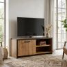 Meuble TV DIEGO de style industriel avec 1 porte et 2 niches ouvertes