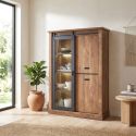 Vitrine NOAH de style industriel avec 3 portes et éclairage LED inclus