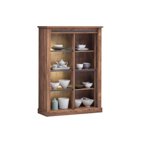 Vitrine NOAH de style industriel avec 3 portes et éclairage LED inclus