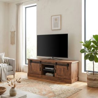 Meuble TV NOAH de style industriel avec 2 portes et 2 niches