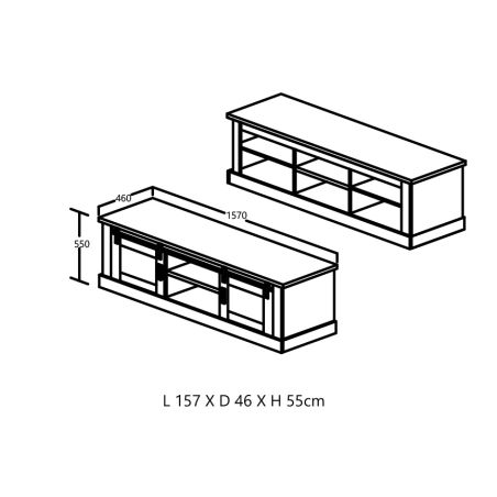 Meuble TV NOAH de style industriel avec 2 portes et 2 niches
