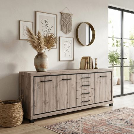 Buffet 225 cm CONSTANCE en décor chêne canada