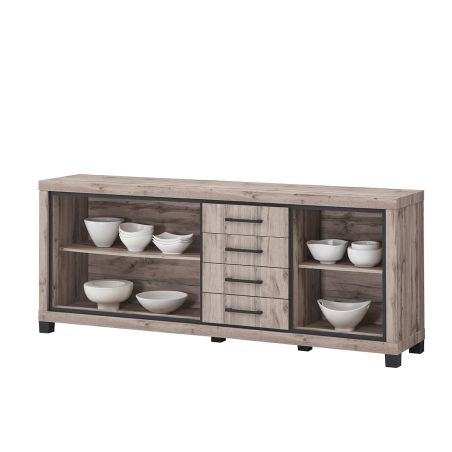 Buffet 225 cm CONSTANCE en décor chêne canada