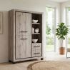 Buffet haut CONSTANCE en décor chêne canada avec éclairageLED