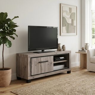 Meuble TV 120 cm CONSTANCE avec 1 porte et 2 niches