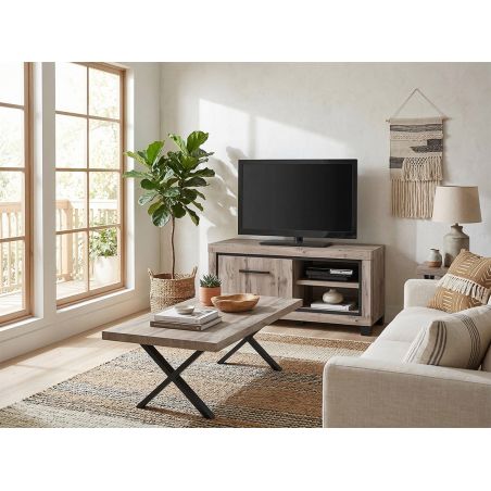 Meuble TV 120 cm CONSTANCE avec 1 porte et 2 niches