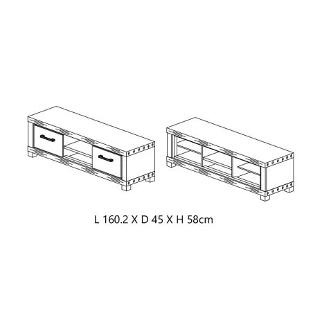 Meuble TV 160 cm CONSTANCE avec 2 portes et 2 niches
