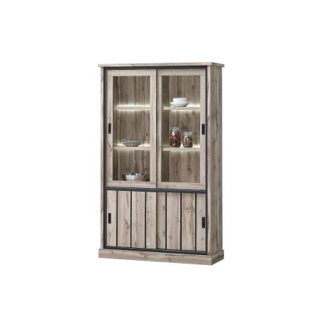 Vitrine CLEMENCE en décor chêne canada avec éclairageLED