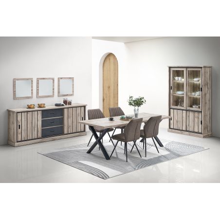 Vitrine CLEMENCE en décor chêne canada avec éclairageLED
